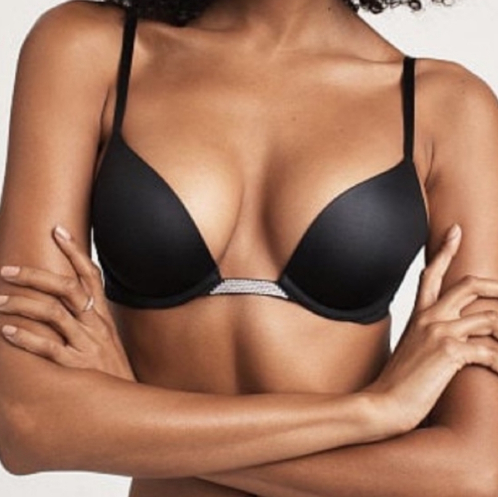 NWT! Victoria's Secret Bare Convertible Plunge Push Up Bra, Black, 32C
